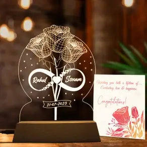 Personalized LED Acrylic Wedding Gift with Couple Names & Date
