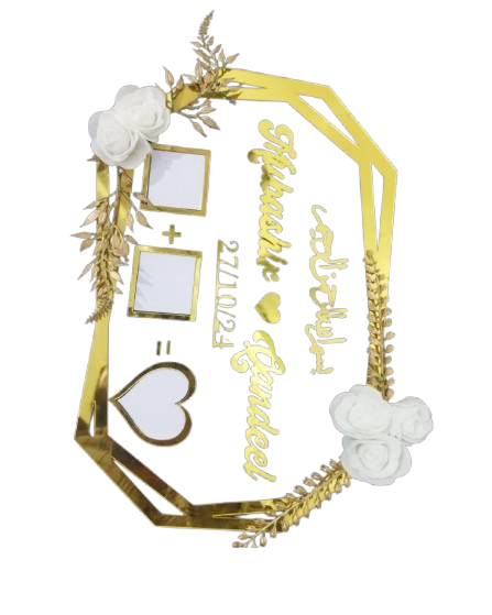 Luxury Golden Couple Name Frame – Personalized Engagement/Wedding Decor with Floral Accents