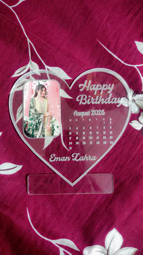 Glowing Heart Birthday Gift with Photo & Date Highlight"